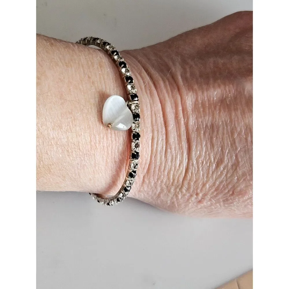 Heart Charm Bracelet with Rhinestones 6.75